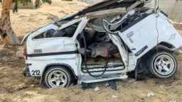 حادث مروري أمام مطار العلمين...